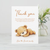 かわいい眠りテディベア赤ちゃんシャワーありがとう サンキューカード (スタンド正面)