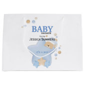 かわいい眠りテディベア赤ちゃんシャワー大きなギフトバ ラージペーパーバッグ (正面)