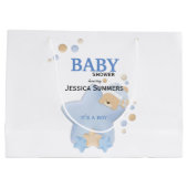 かわいい眠りテディベア赤ちゃんシャワー大きなギフトバ ラージペーパーバッグ (裏面)