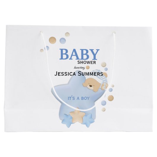 かわいい眠りテディベア赤ちゃんシャワー大きなギフトバ ラージペーパーバッグ (裏面)