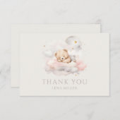 かわいい眠りテディベア赤ちゃんシャワー サンキューカード (正面/裏面)