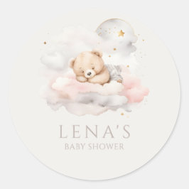 かわいい眠りテディベア赤ちゃんシャワー ラウンドシール