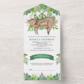 かわいい眠りナマケモノ赤ちゃんシャワー オールインワン招待状 (内側)