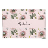 かわいい眠りパンダクマ妖精の花柄 枕カバー (正面)