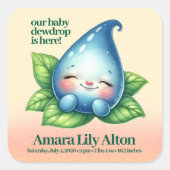 かわいい眠りベビードロープベビーシャワーウェルカム スクエアシール (正面)
