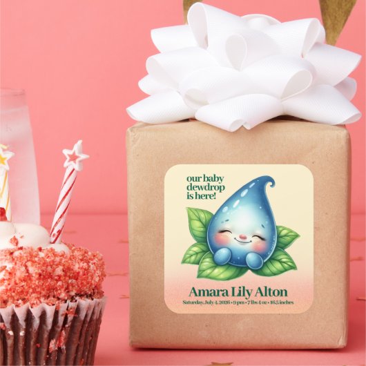 かわいい眠りベビードロープベビーシャワーウェルカム スクエアシール (パーティー)