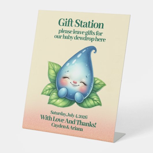 かわいい眠りベビードロープベビーシャワーギフト 台座サイン (正面)