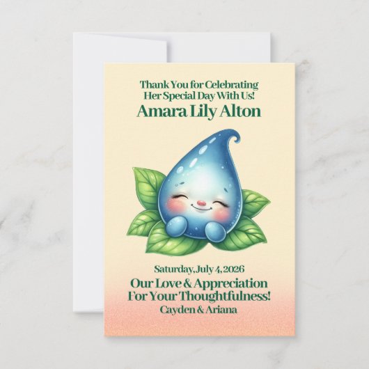 かわいい眠りベビードロープベビーシャワー サンキューカード (正面)