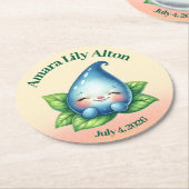 かわいい眠りベビードロープベビーシャワー ラウンドペーパーコースター (アングル)