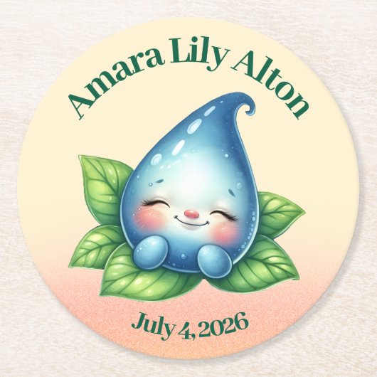 かわいい眠りベビードロープベビーシャワー ラウンドペーパーコースター (正面)