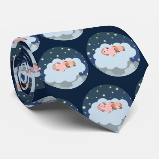 かわいい眠りマンガの子豚ネクタイ ネクタイ (ロール)