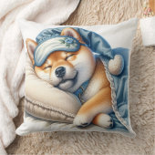 かわいい眠り柴犬犬 クッション (ブランケット)