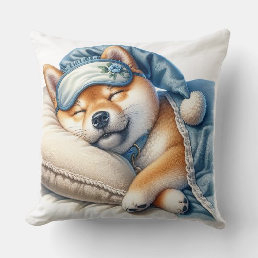 かわいい眠り柴犬犬 クッション (正面)