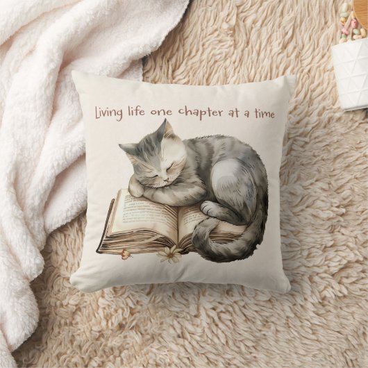 かわいい眠り猫のあったかリーディングピロー クッション (ブランケット)