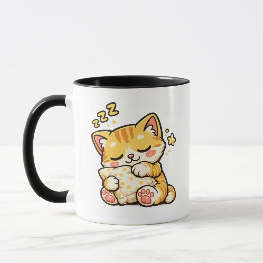 かわいい眠り猫の枕 マグカップ (左)