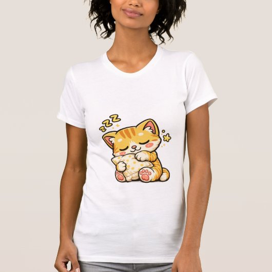かわいい眠り猫の枕 Tシャツ (正面)