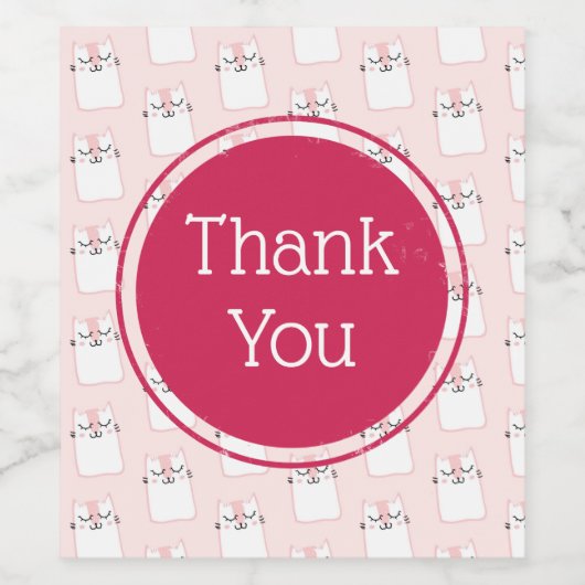 かわいい眠り猫の柄ありがとう ワインラベル (シングルラベル)