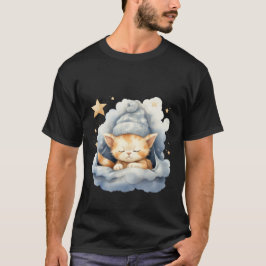 かわいい眠り猫の雲の冬の帽子の夢のようなアート✨🐾☁️ Tシャツ