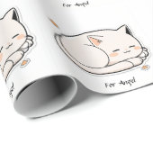 かわいい眠り猫|子ども向けプレゼント ラッピングペーパー (ロールコーナー)