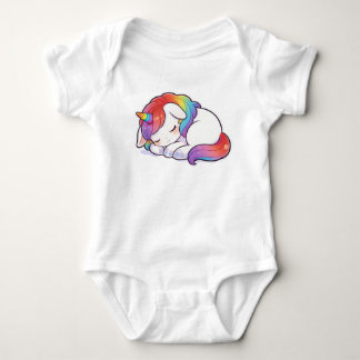 かわいい眠り虹ユニコーン かわいい ユニセックスTシャツ ベビーボディスーツ