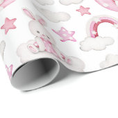 かわいい眠るウサギのバニーon Cloudベッドタイム ラッピングペーパー (ロールコーナー)