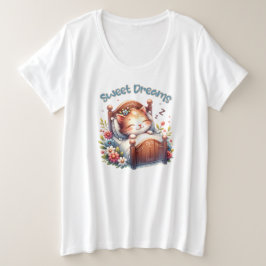 かわいい眠るキットンスウィートドリームス子供部屋デコール プラスサイズTシャツ