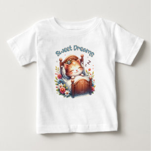 かわいい眠るキットンスウィートドリームス子供部屋デコール ベビーTシャツ