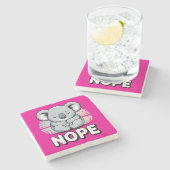 かわいい眠るコアラ「Nope」面白い漫画 ストーンコースター (横)