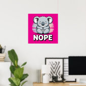 かわいい眠るコアラ「Nope」面白い漫画 ポスター (ホームオフィス)