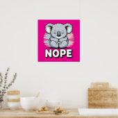 かわいい眠るコアラ「Nope」面白い漫画 ポスター (キッチン)