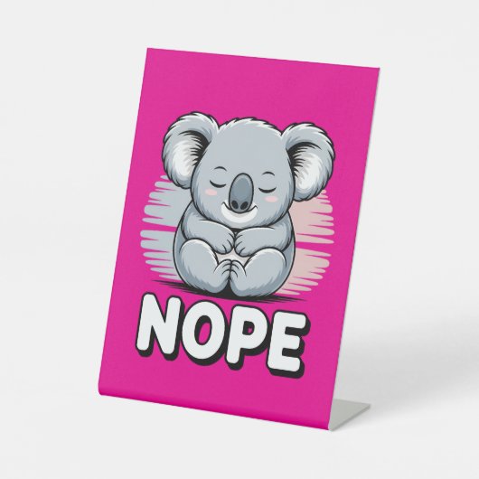 かわいい眠るコアラ「Nope」面白い漫画 台座サイン (正面)