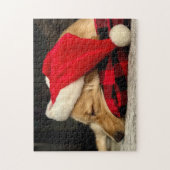 かわいい眠るゴールデンレトリバードッグクリスマス ジグソーパズル (縦)