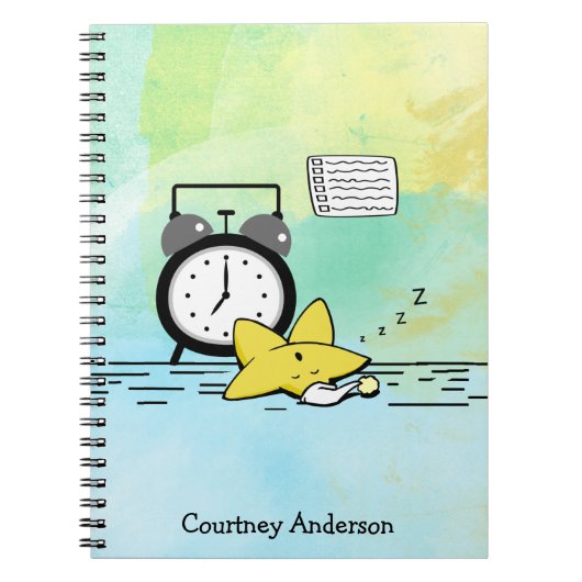 かわいい眠るスターパーソナライズされた手帳 ノートブック (正面)