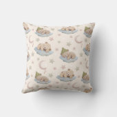 かわいい眠るテディベアパターン星と月 クッション (裏面)