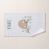 かわいい眠るナマケモノと名前の子供 バスタオルセット (ハンドタオル)