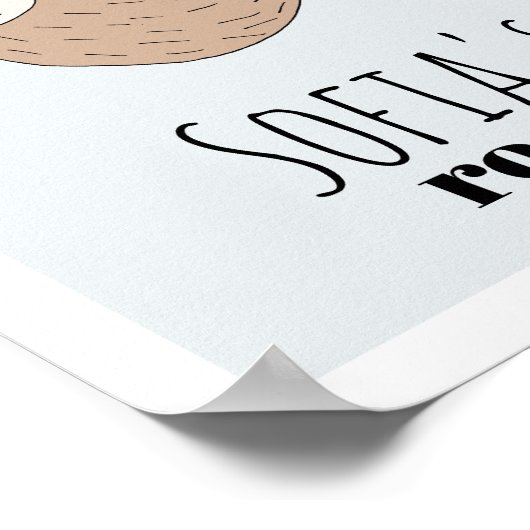 かわいい眠るナマケモノと名前の子供 ポスター (角)