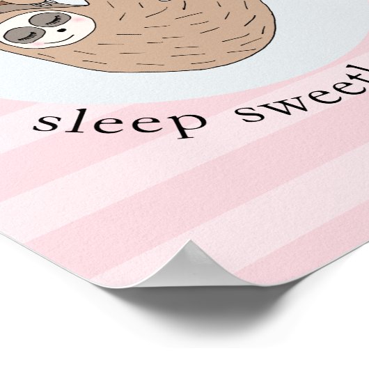 かわいい眠るナマケモノと名前の子供 ポスター (角)