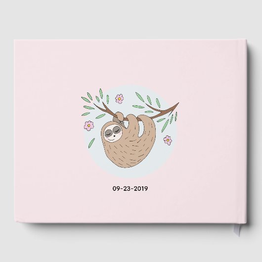 かわいい眠るナマケモノと名前ベビーシャワー ゲストブック (裏面)