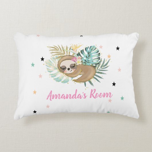 かわいい眠るナマケモノ,星,プリンセス アクセントクッション (正面)