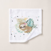 かわいい眠るナマケモノ,星,プリンセス バスタオルセット (ウォッシュタオル)