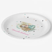 かわいい眠るナマケモノ，星，プリンセス ペーパープレート (アングル)