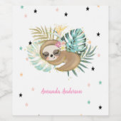 かわいい眠るナマケモノ，星，プリンセス ワインラベル (シングルラベル)