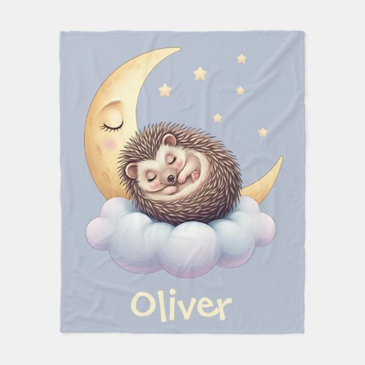 かわいい眠るハリネズミ フリースブランケット (正面)