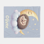 かわいい眠るハリネズミ フリースブランケット (正面(横))