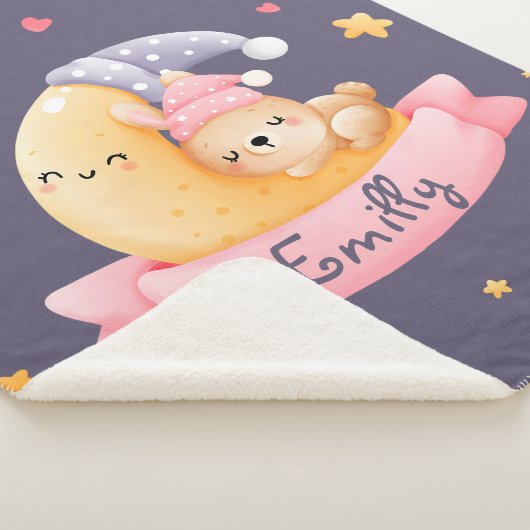 かわいい眠るバニーガールムーンナイトスカイ シェルパブランケット (3/4)