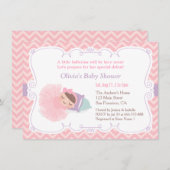 かわいい眠るバレリーナ 赤ちゃん 女の子 シャワー 招待状 (正面/裏面)