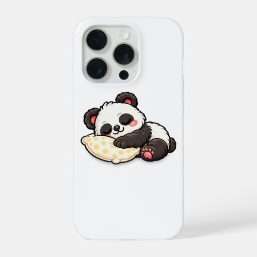 かわいい眠るパンダと枕 iPhoneケース (裏面)