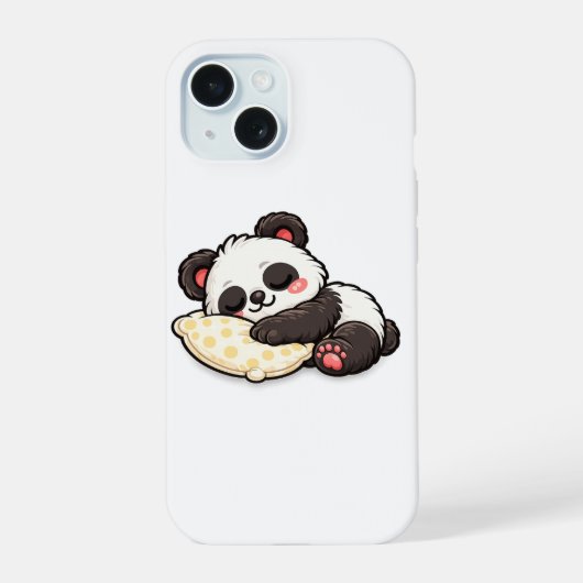 かわいい眠るパンダと枕 iPhone 15ケース (裏面)