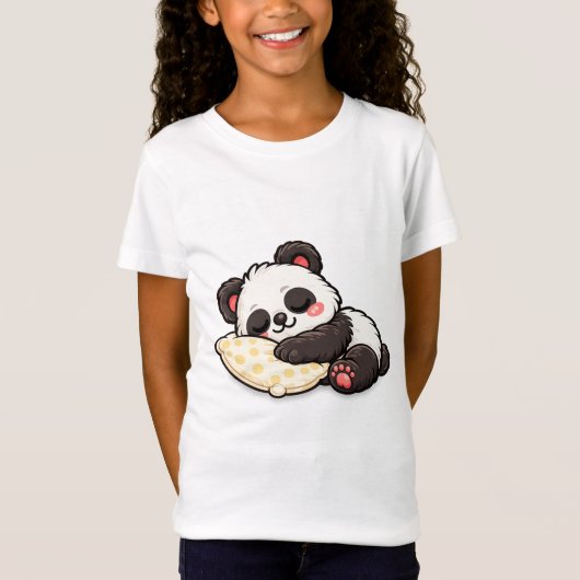 かわいい眠るパンダと枕 Tシャツ (正面)