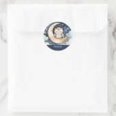 かわいい眠るフクロウの名パーソナライズされた前 ラウンドシール (バッグ)